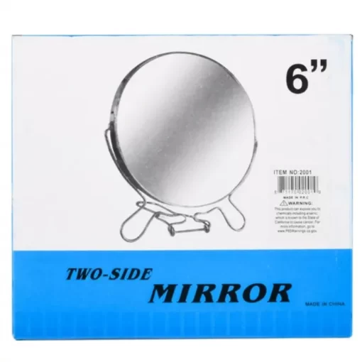 Round hangable table mirror, double-side 6"