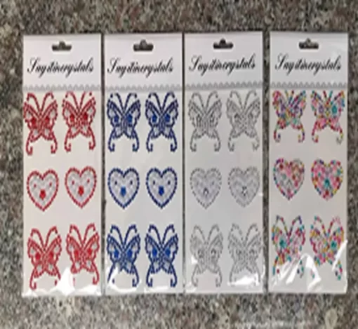 Craft Gem Sticker, Self-adhesive, "heart+butterfly"