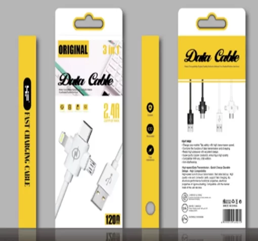 USB CABLE THREE CONNECTORS (C, MICRO, APPLE)