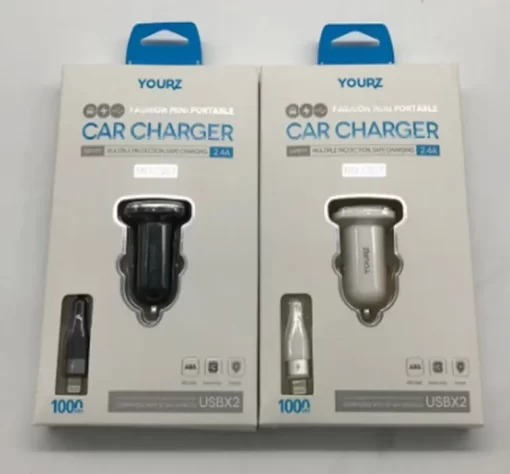 Car Charger 2 USB Ports w/ iPhone Cable