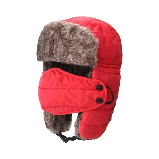 Trooper Trapper Hat for Women Men - Red