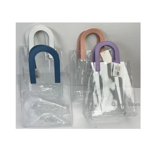 Transparent Giftbag with Leather-a-like Handle, LG